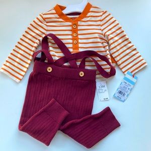 5 for $15 item! NWT Cat & Jack long sleeve onesie with soft overalls Size 3-6mo